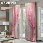 rideaux fenêtre deux panneaux rose papillons semi transparent métalliques chambre salon