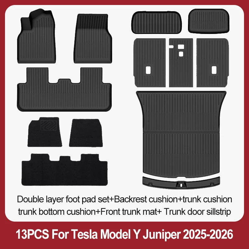 tapis sol voiture tesla model noir rayures horizontales moderne résistants lusure 10pcs sets