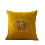 coussins brodés cheval moderne taie d'oreiller polyester coton respectueux environnement vert rose jaune bleu