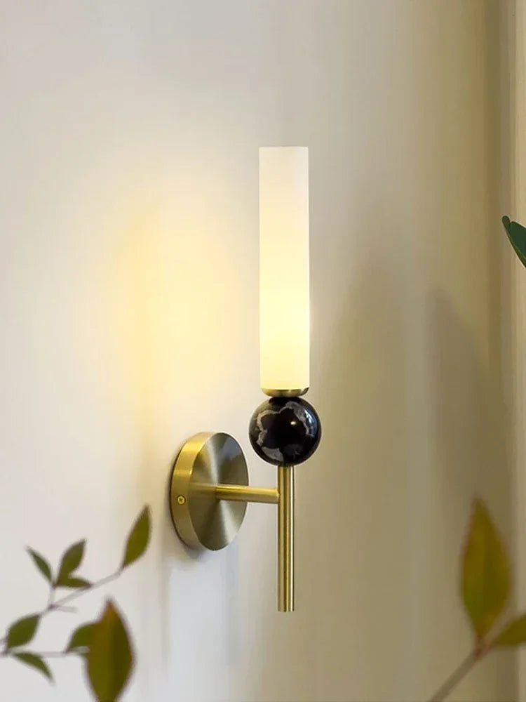 lampe murale or blanc noir marbre cuivre moderne boule tube lumineuxintérieur chambre salonhôtel balc