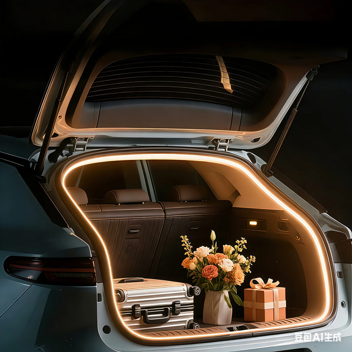ruban lumineux flexible adhésif blanc moderne coffre arrière voiture led ambiance éclairage intérieur auto