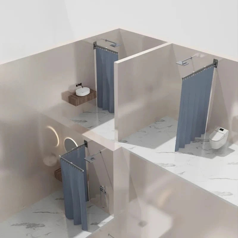 rideau douche pliable gris rayures verticales moderne salle bain clips