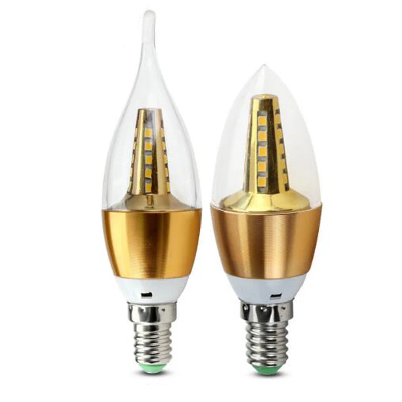 ampoule led e14 7w 9w transparente dorée argentée moderne 360° blanc froid 5500k 7000k
