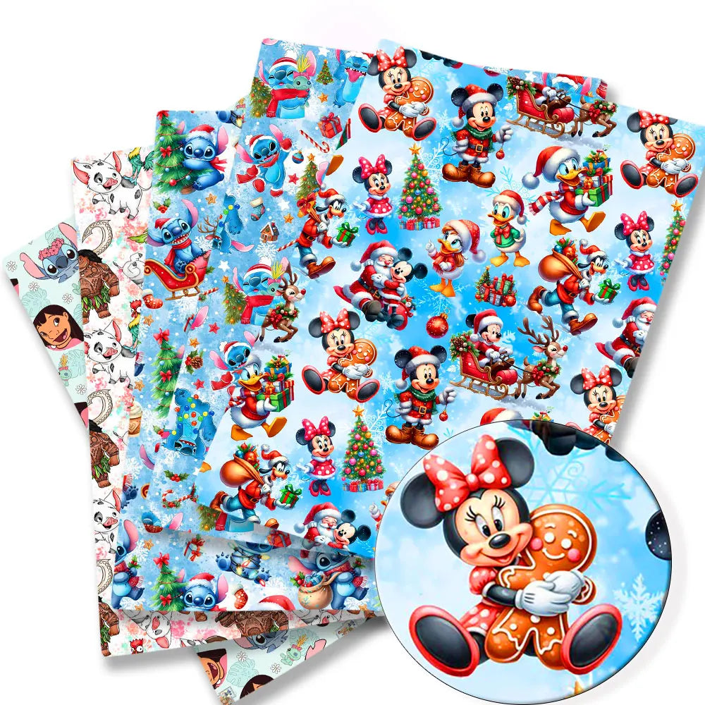 serviette table coton motif dessin animé personnages disney Noël textile maison enfant bleu