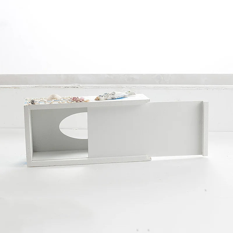 boîte mouchoirs marin bois bleu rayures coquillages bateau étoile mer décorative maison rangement