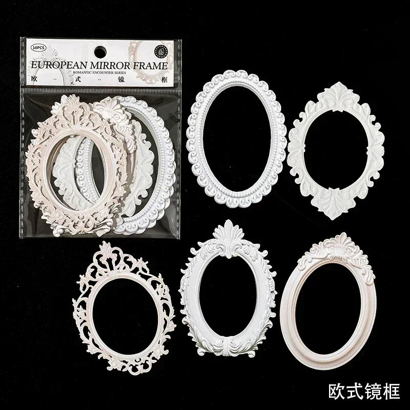 cadres décoratifs vintage blanc rose vert papier ornements baroques dentelle reliefs romantiques
