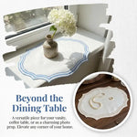 nappes set table brodées coton couleur blanc beige bleu marron rustique vintage bohème