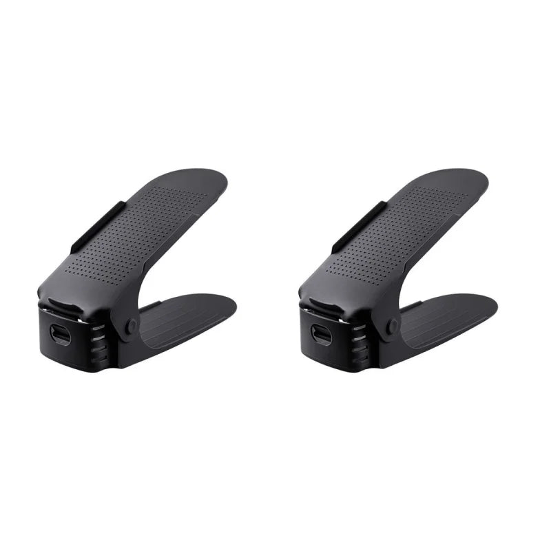 support chaussures noir moderne clips texture rugueuse rangement chaussures pliable organisateur double couche
