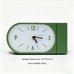 horloge murale moderne minimaliste vert orange noir cadran aiguilles simple salon decoration
