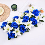 décoration intérieure bouquet artificiel fleurs lys roses moderne clips métalliques bleu rose violet vert