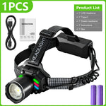 lampe frontale led rechargeable usb bande ajustable noir puissance