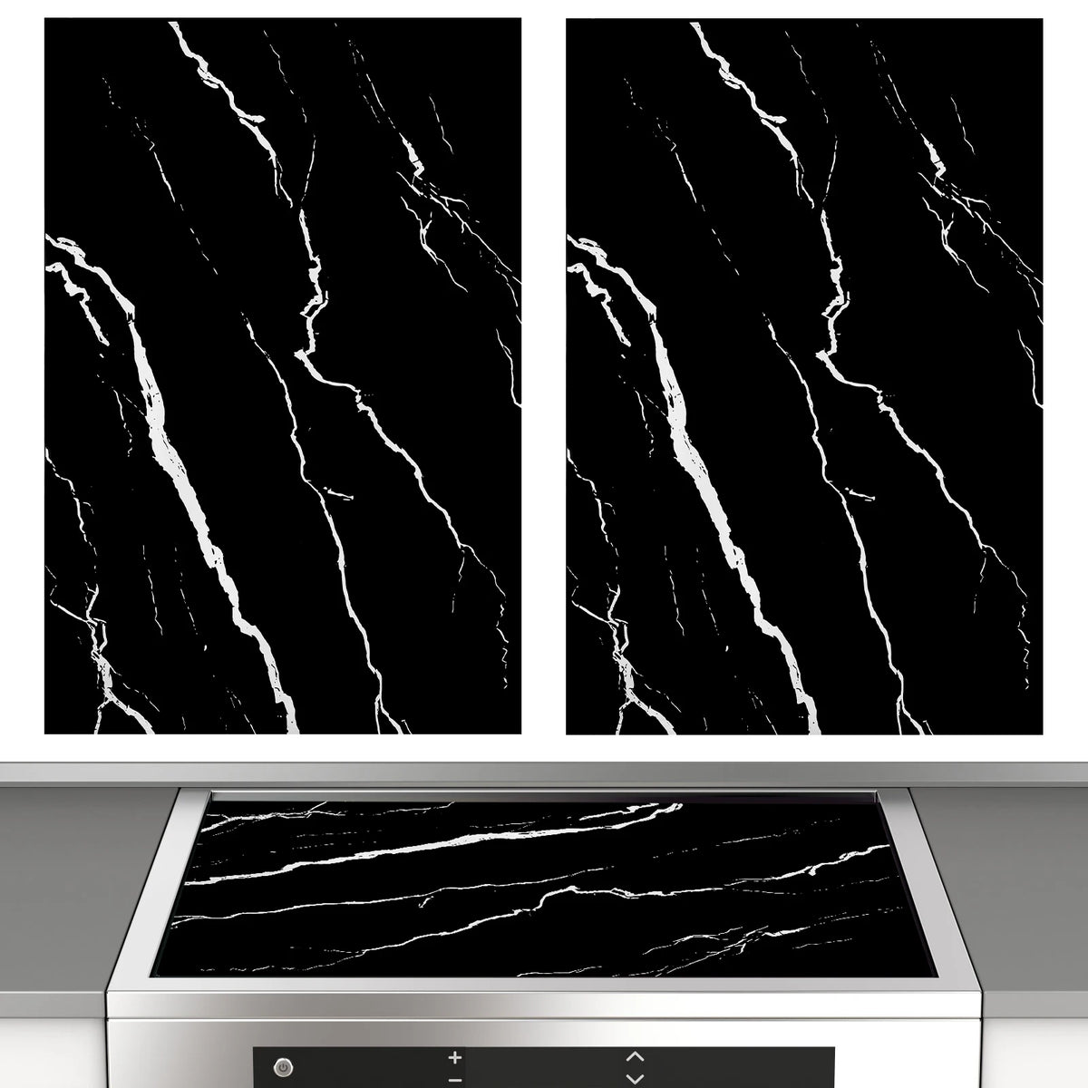 tapis protection plaque cuisson silicone respectueux environnement noir motif géométrique moderne 78cm 52cm
