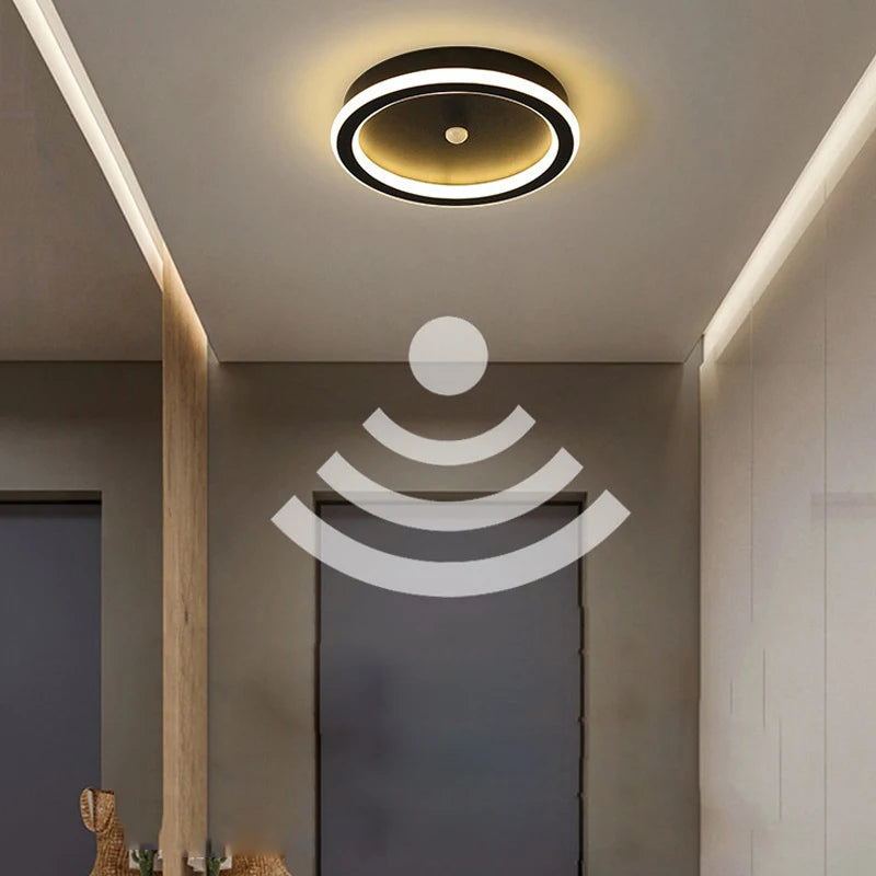 lampe led moderne capteur mouvement noir blanc doré chambre couloir
