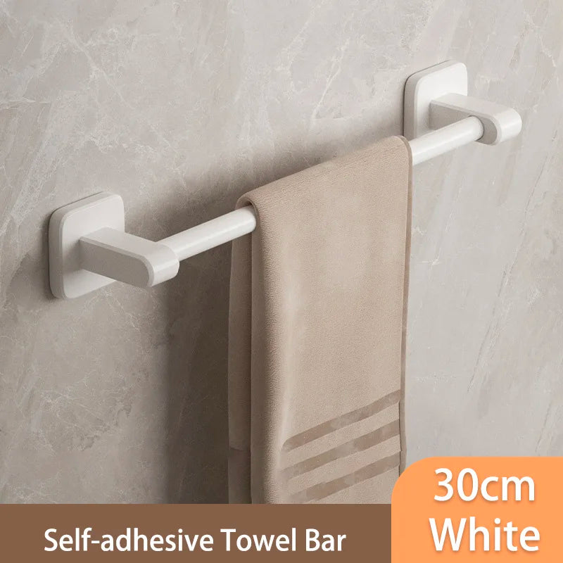 porte serviettes mural adhésif alliage aluminium noir moderne salle bain sans perçage fixe plastique