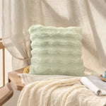 taies d'oreiller velours fourrure couleurs unies moderne canapé hiver pastel clair beige gris marron