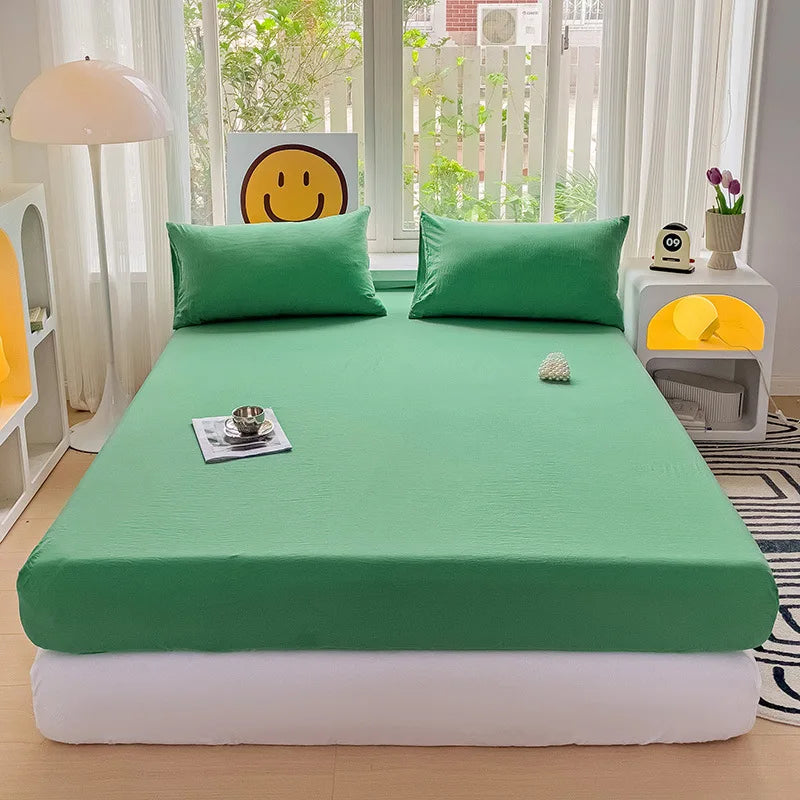 drap plat coton lavé uni moderne lit double grande taille confort doux maison