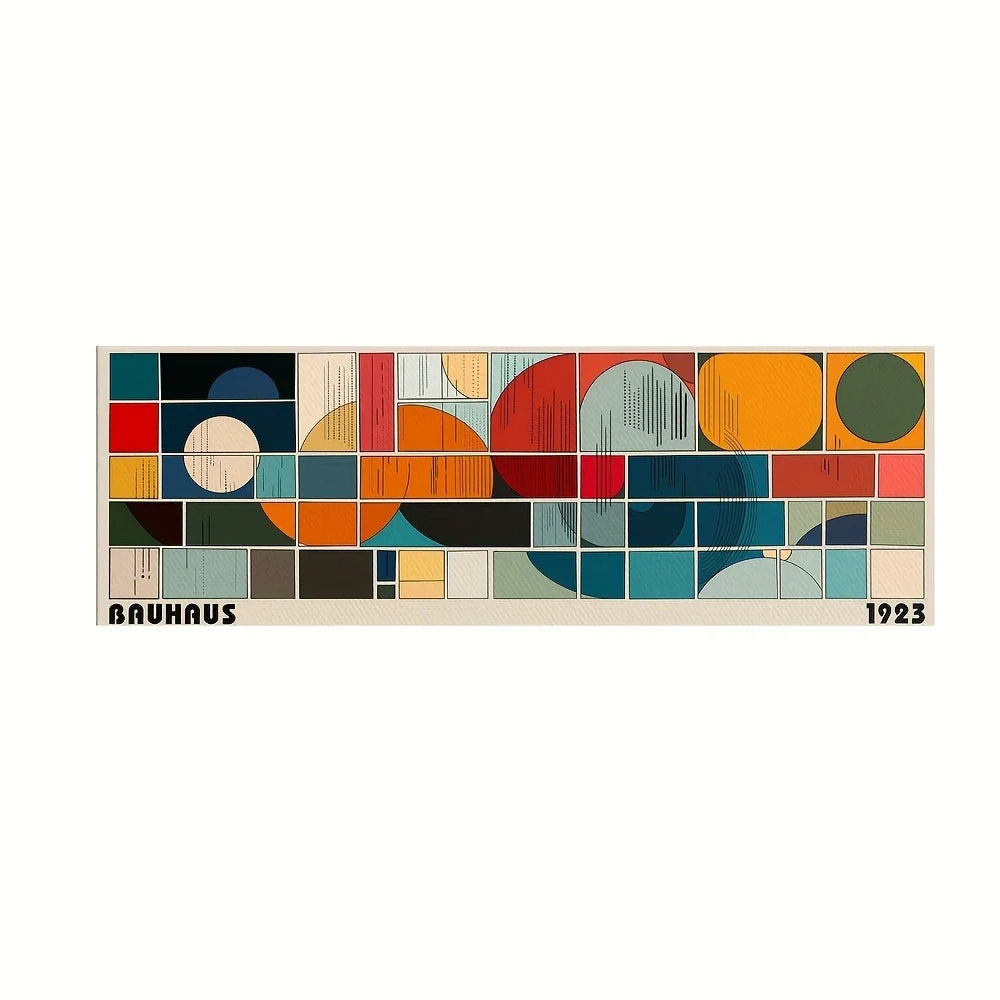 toile d'art moderne bauhaus 1923 composition géométrique abstraite beige marron vert orange rouge bleu