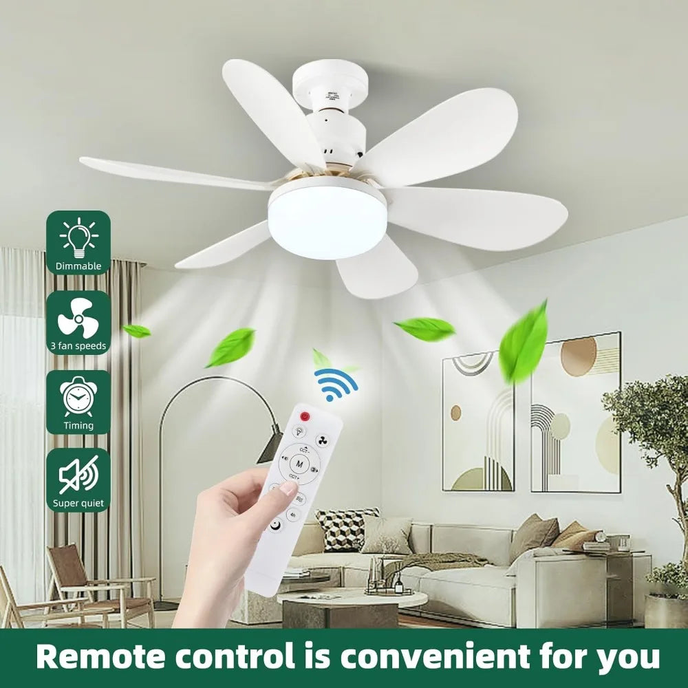 ventilateur lumière noir ailes modernes télécommande flux lumineux variable 85V 265V