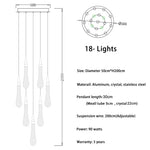 suspension lumineuse moderne cristal doré transparent gouttes verre led