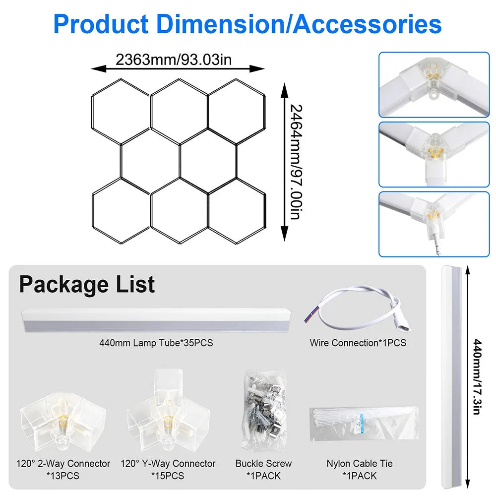 plafonnier led blanc moderne forme hexagonale nid d'abeille salon salle conférence