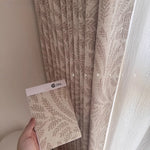 rideau polyester feuilles stylisées beige clair classique opacité salon chambre coucher moderne