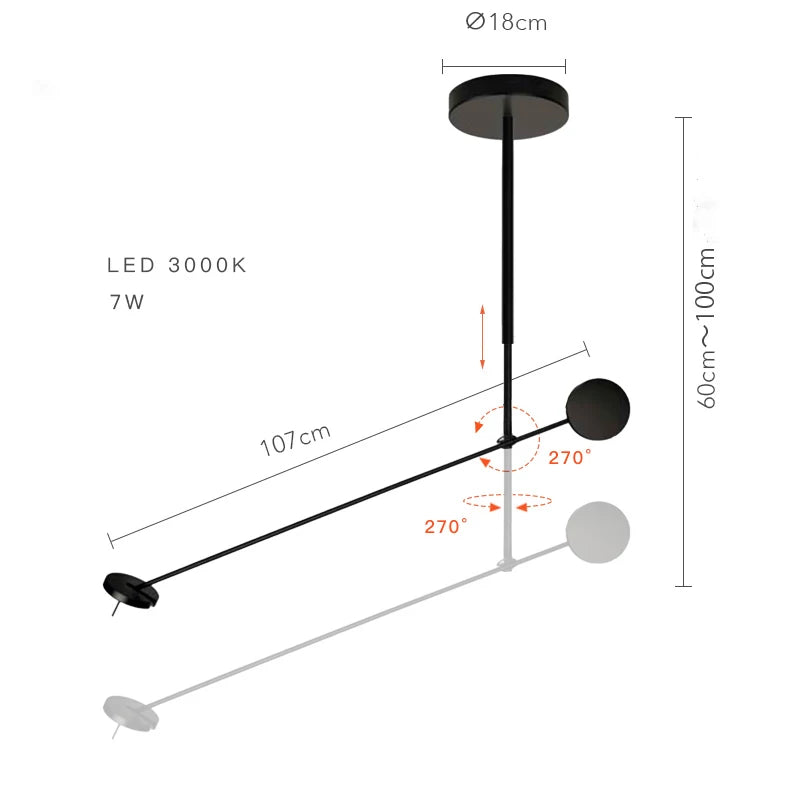 Suspension lumineuse moderne noire circulaire minimaliste fixation chambre salon
