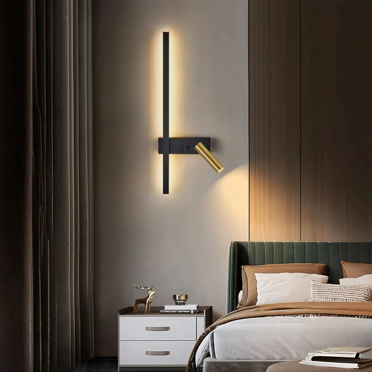 lampe murale moderne led noir doré orientable salon chambre coucher minimaliste
