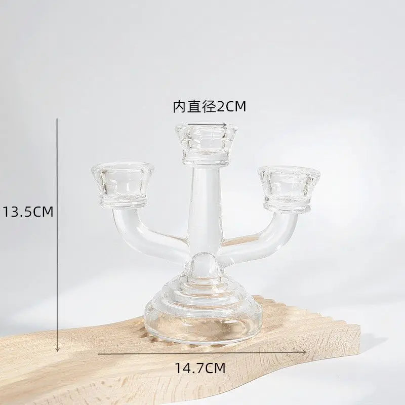 bougeoir verre classique transparent gravé décoration maison bougie aromathérapie ornement table