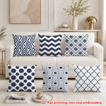 lot housses coussin géométriques bleu marine canapé salon chambre moderne