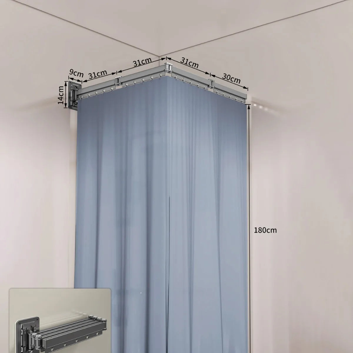 rideau douche pliable gris rayures verticales moderne salle bain clips