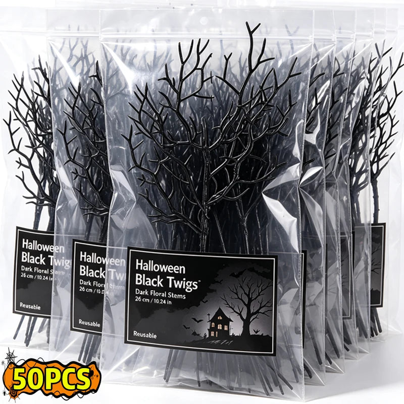 branches artificielles noires décoration halloween intérieur branche naturelle opacité adhésif vase table