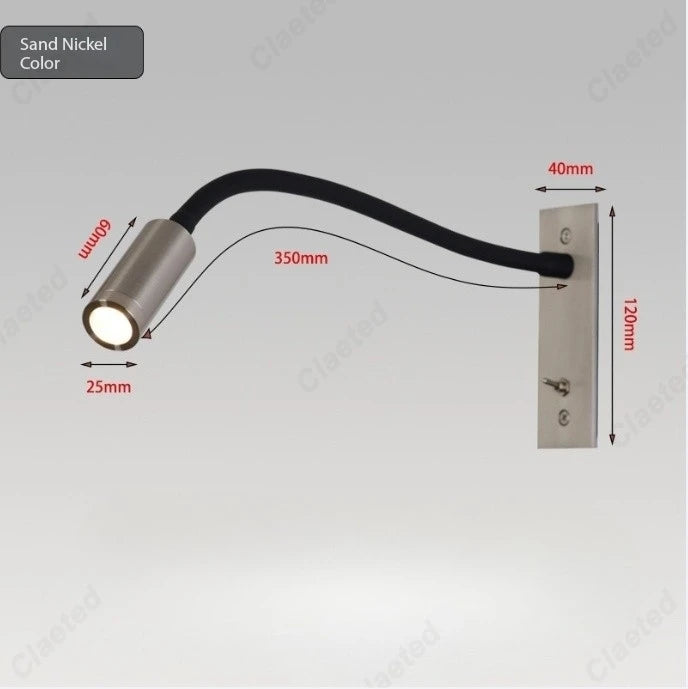 lampe chevet flexible moderne noir gris métallique angle réglable chambre étude entrée