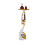 table basse moderne artistique plateau rond noir or blanc