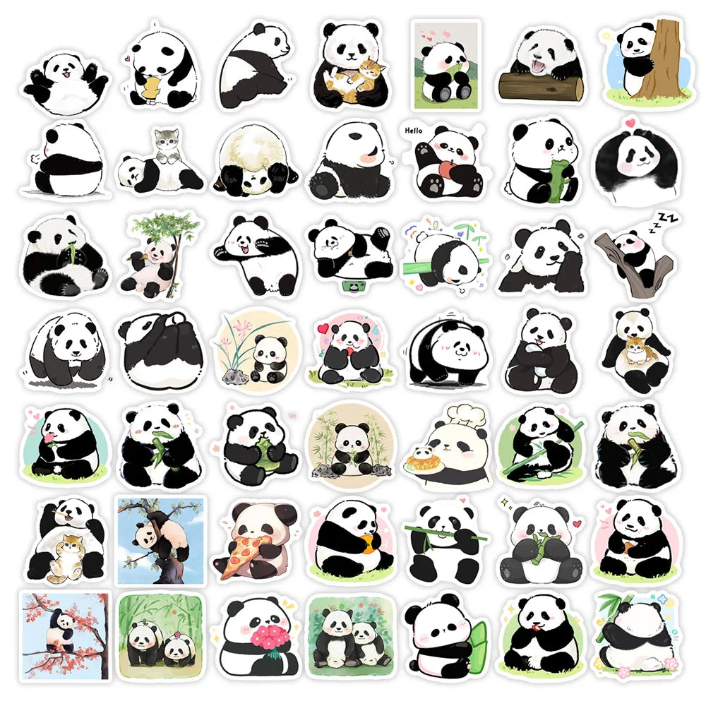 sticker mignon dessin animé panda motifs variés adhésifs waterproof transparents collection multiple usage unique