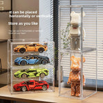 boîte rangement transparente grande taille collection figurines ours peluche voitures sport miniatures