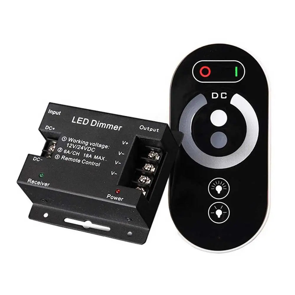 contrôleur led dimmer télécommande noire moderne 18a pwm réglable alimentation vis fixée