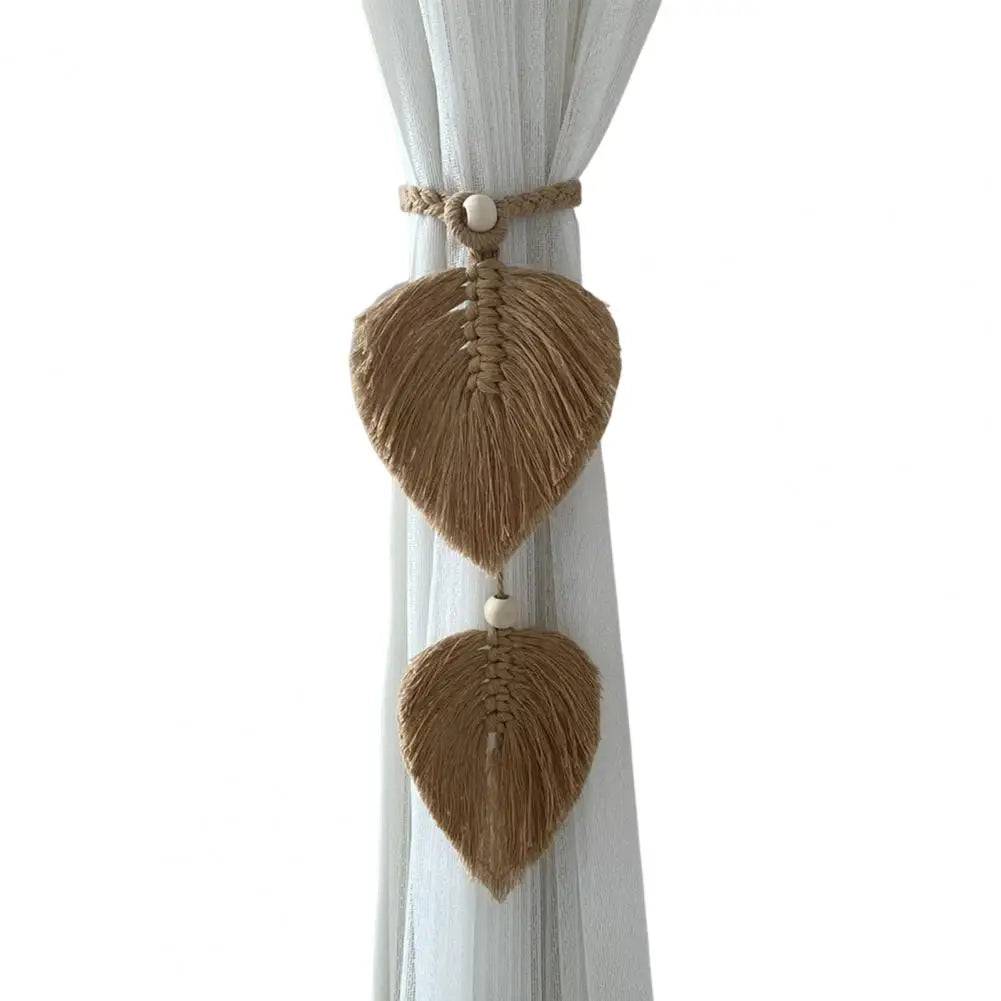 rideau boho feuilles coeur tissage main blanches couleurs variées transparent artisanal