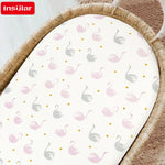 draps bébé motif cygnes coeurs doux coton blanc rose gris jaune enfantins housse élastiquée