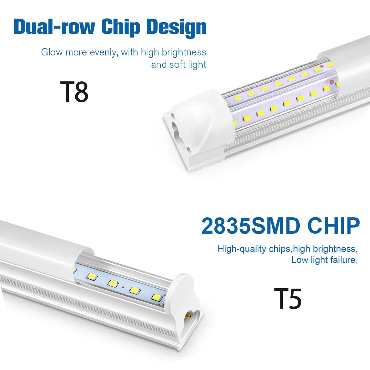 tube led blanc lisse moderne 50cm clips aluminium éclairage intérieur économie d'énergie