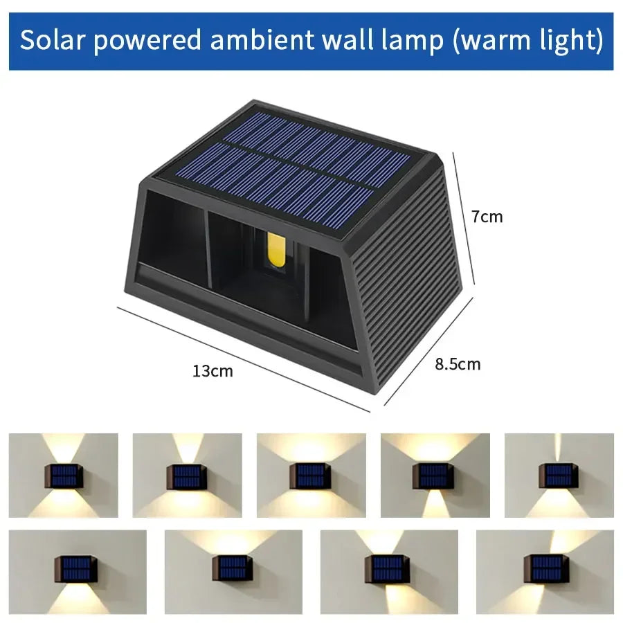 lampe murale solaire contemporaine noire rayures horizontales étanche ip65 led autoinstallationextérieur jardin balcon