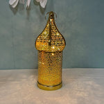 lanterne décorative artisanale moderne motifs géométriques blanc doré anniversaire noël ramadan aïd