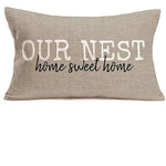 housse coussin décorative moderne lin beige lettres blanches 30x50cm 40x60cm 50x70cm