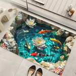 tapis sol piscine poisson lotus moderne résistant antidérapant bleu vert blanc