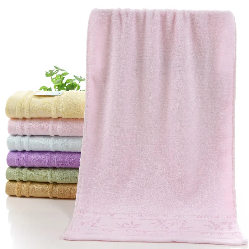 serviettes bain bambou motif feuilles violet jaune rose vert bleu marron opaques classiques 70x140cm