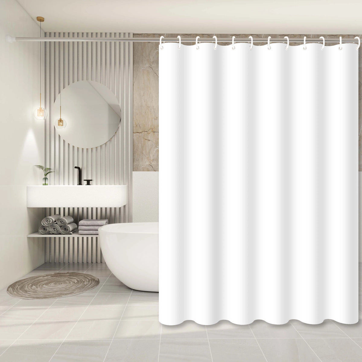 rideau douche blanc minimaliste moderne opaque éva respectueux environnement