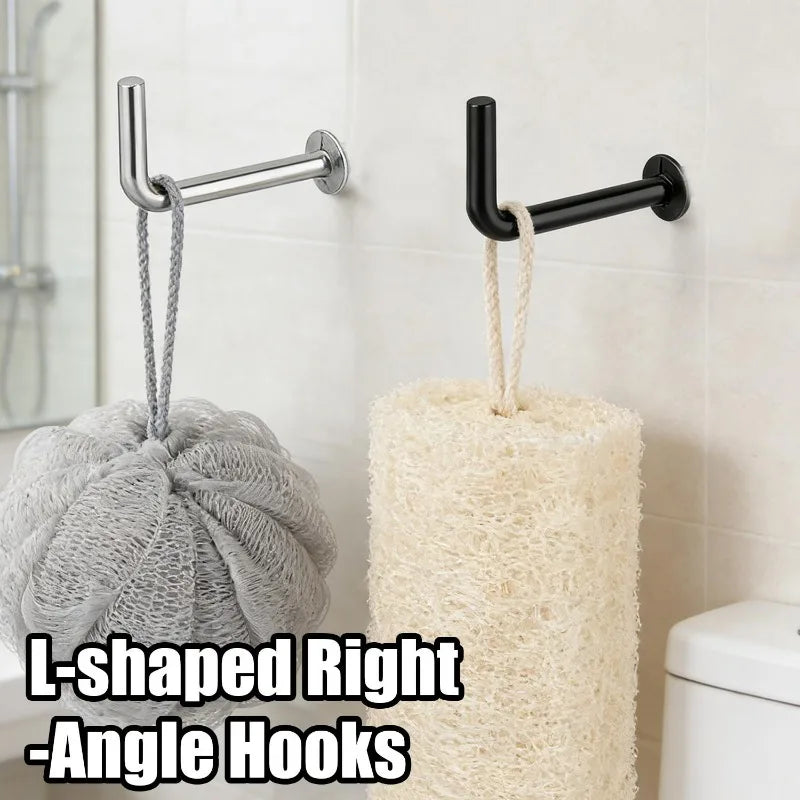 crochets d'angle droit fer noirs argent lisses utilisation multiple murale fixations vis modernes