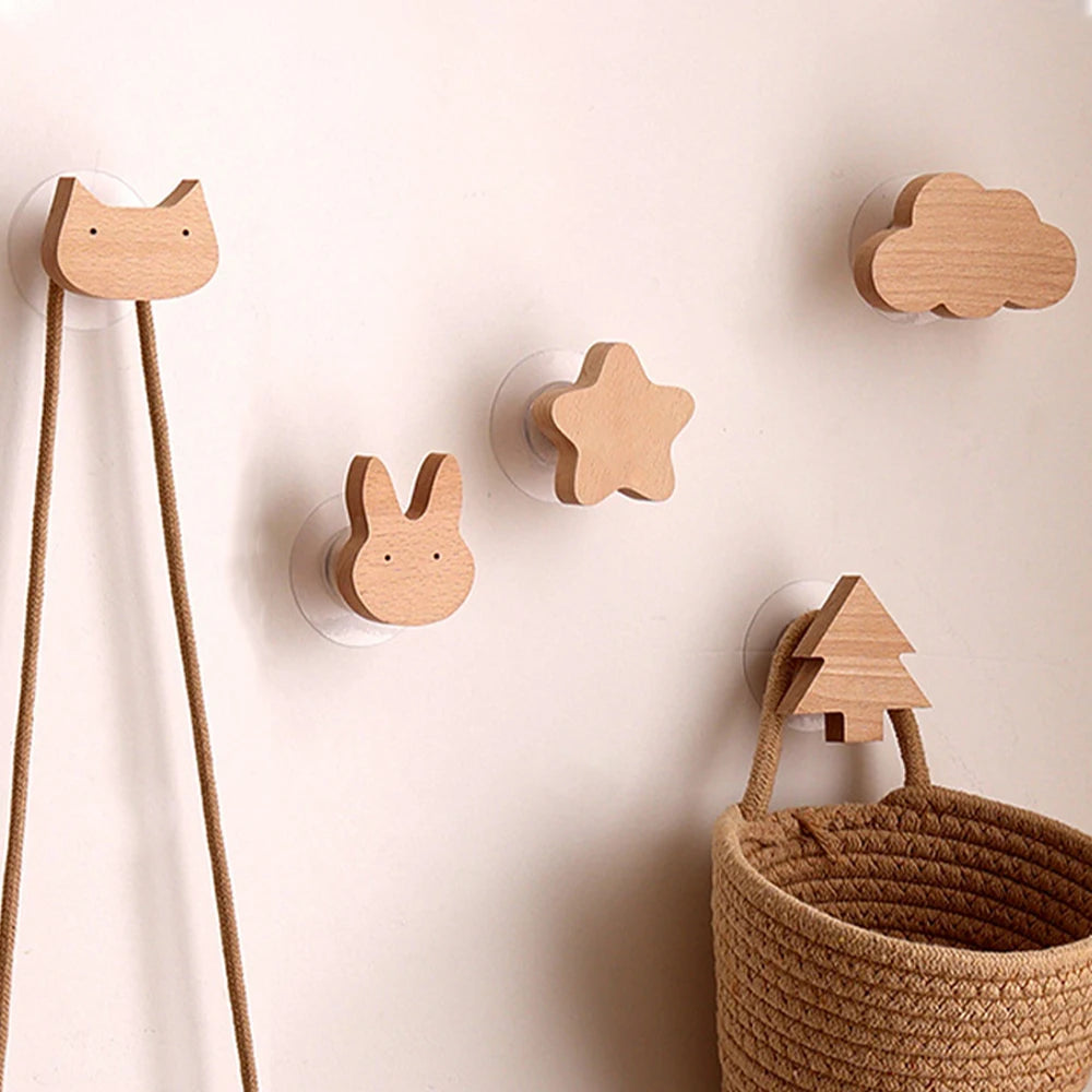 crochet mural bois forme animal décoration chambre enfant porte manteau adhésif minimaliste