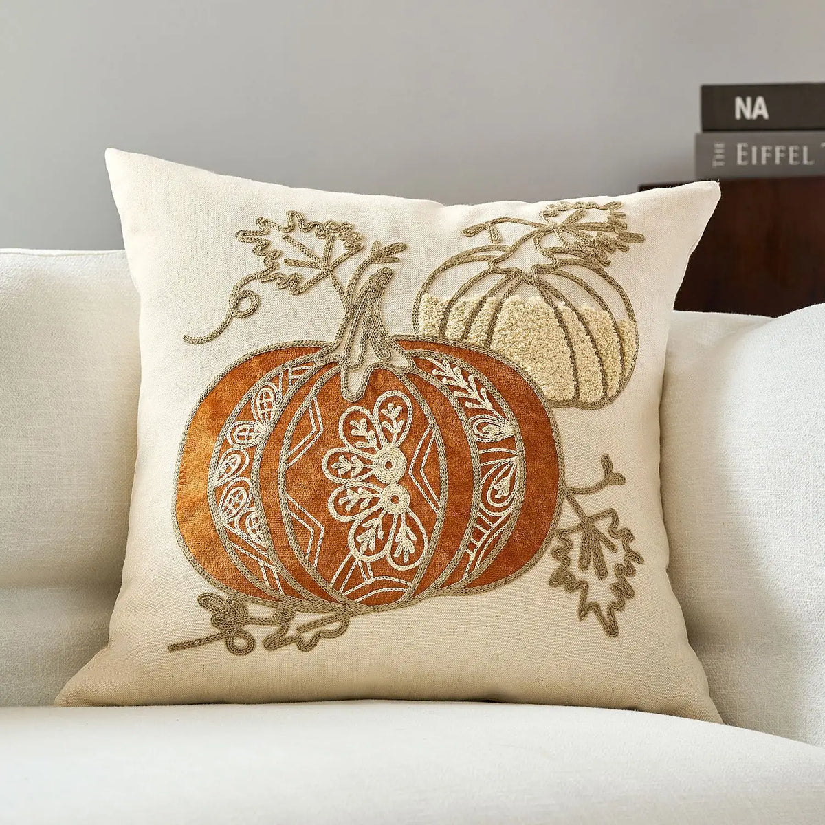 taies d'oreiller automnales citrouille feuilles érable rustique velours polyester non toxique respectueux environnement decoration