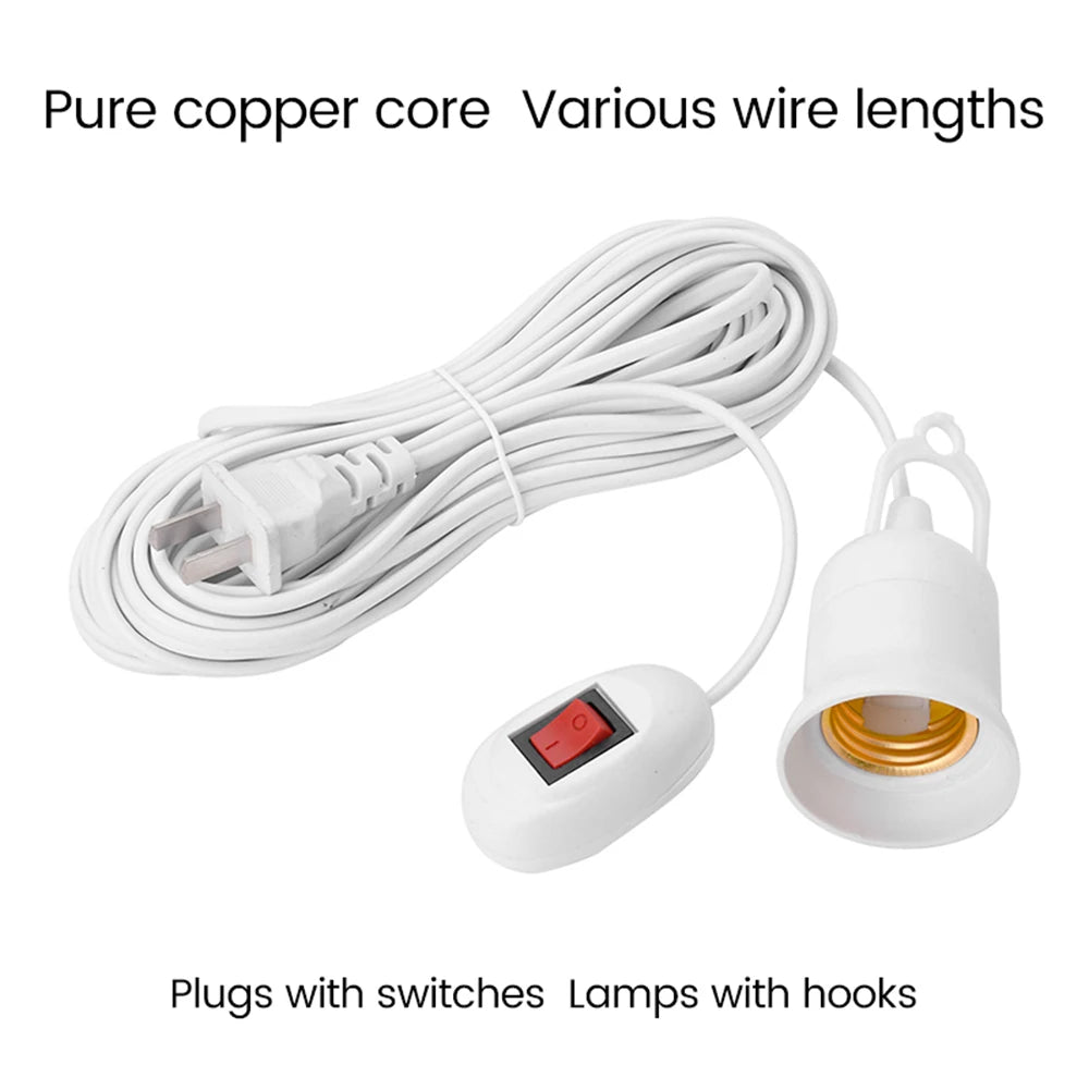 support ampoule e27 interrupteur câble électrique 10m blanc moderne fixations