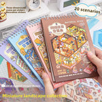 sticker book miniature scenes spiral binding colorful animal stickers creative journal supplies kawaii numbered